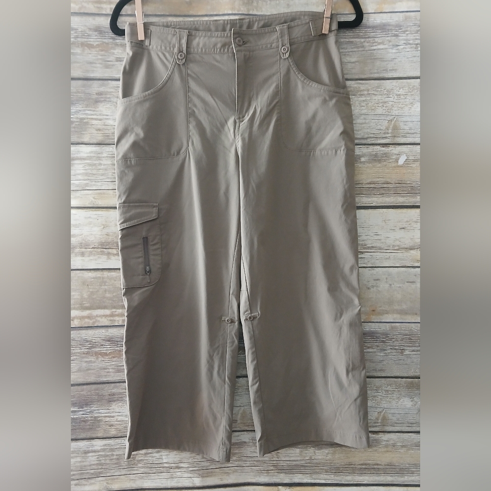 Lucy Cropped Khaki Cargo Pants, Size XS